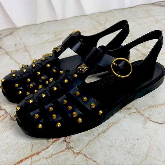 Gucci Tiger Men's Jelly Gladiator Sandals Shoes Studded Size 11 Authenticated